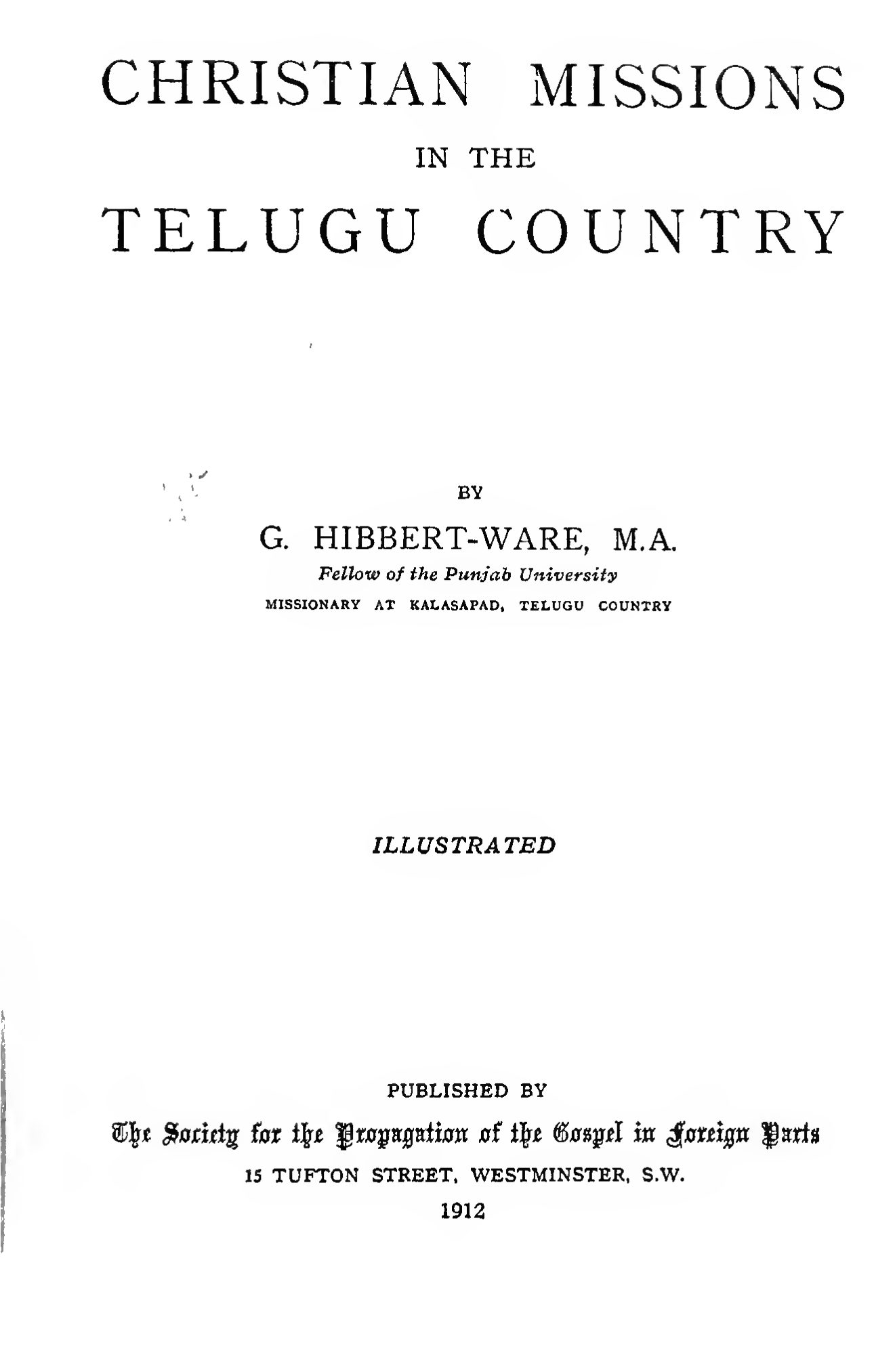 Page 9 of Christian Missions in the Telugu Country (Title, Note & Contents)