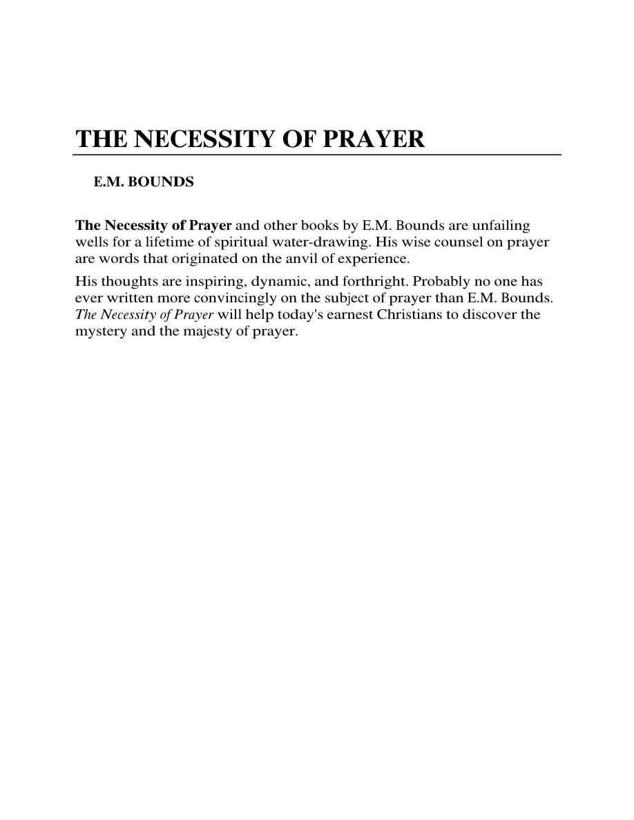 Cover of Necessity of prayer