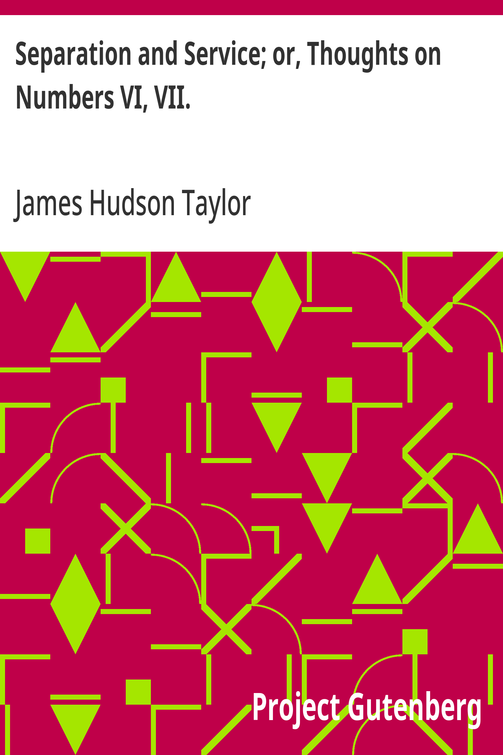 Cover of Separation and Service; or, Thoughts on Numbers VI, VII.