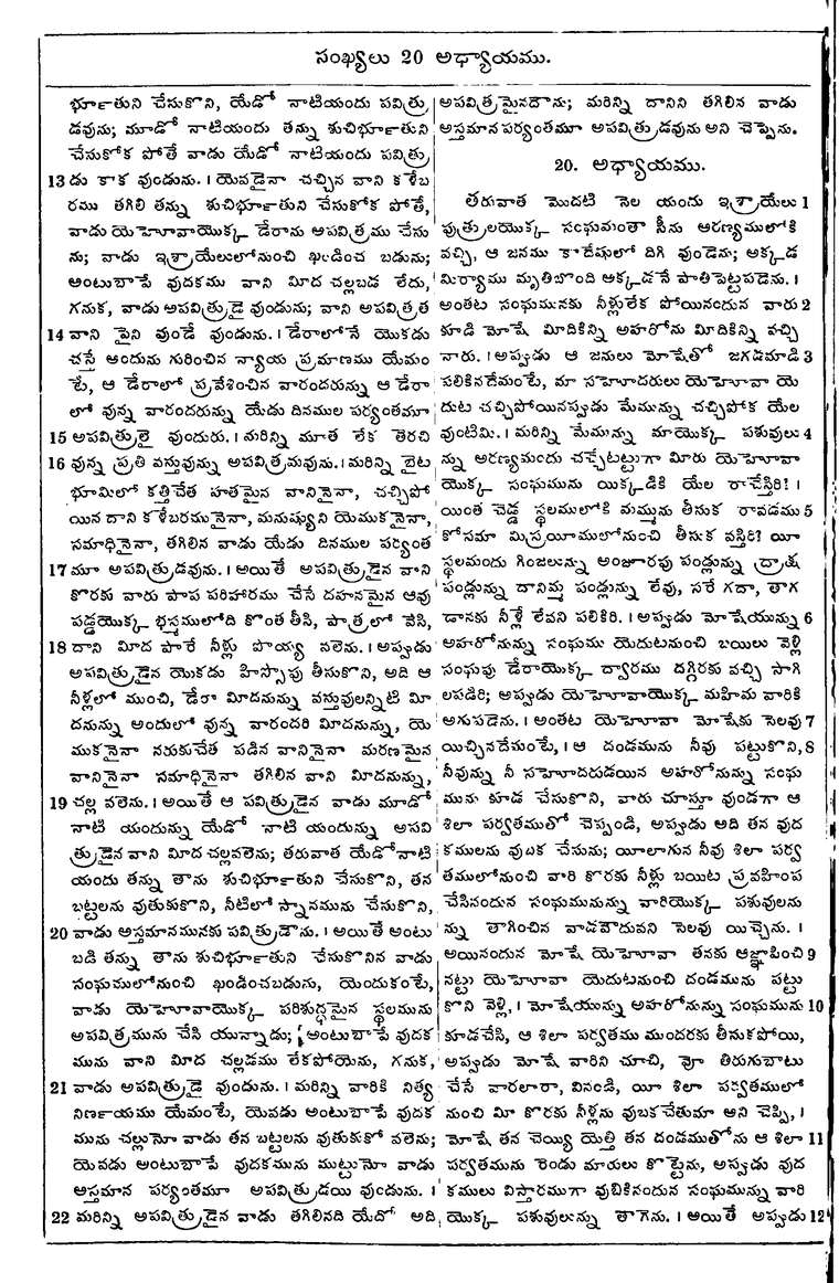 Page 180 of the 1881 Telugu Bible - Numbers