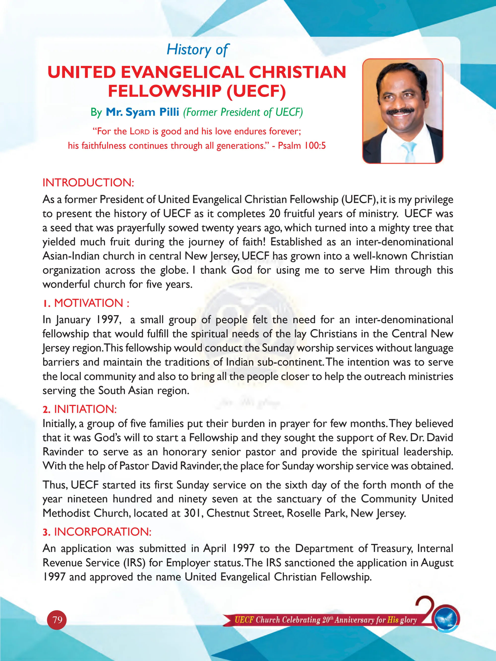 History of United Evangelical Christian Fellowship (UECF) — original souvenir page 79