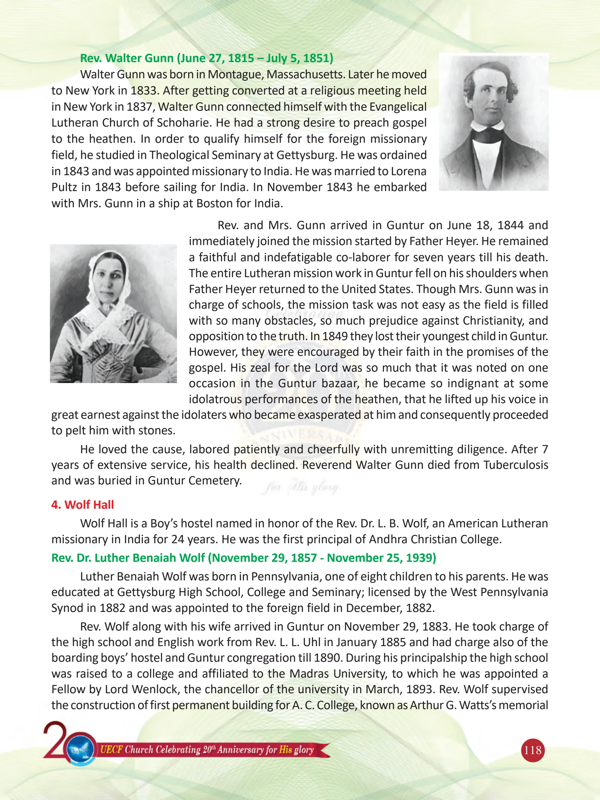 Lutheran Missionaries, Landmarks and Legacies — original souvenir page 118