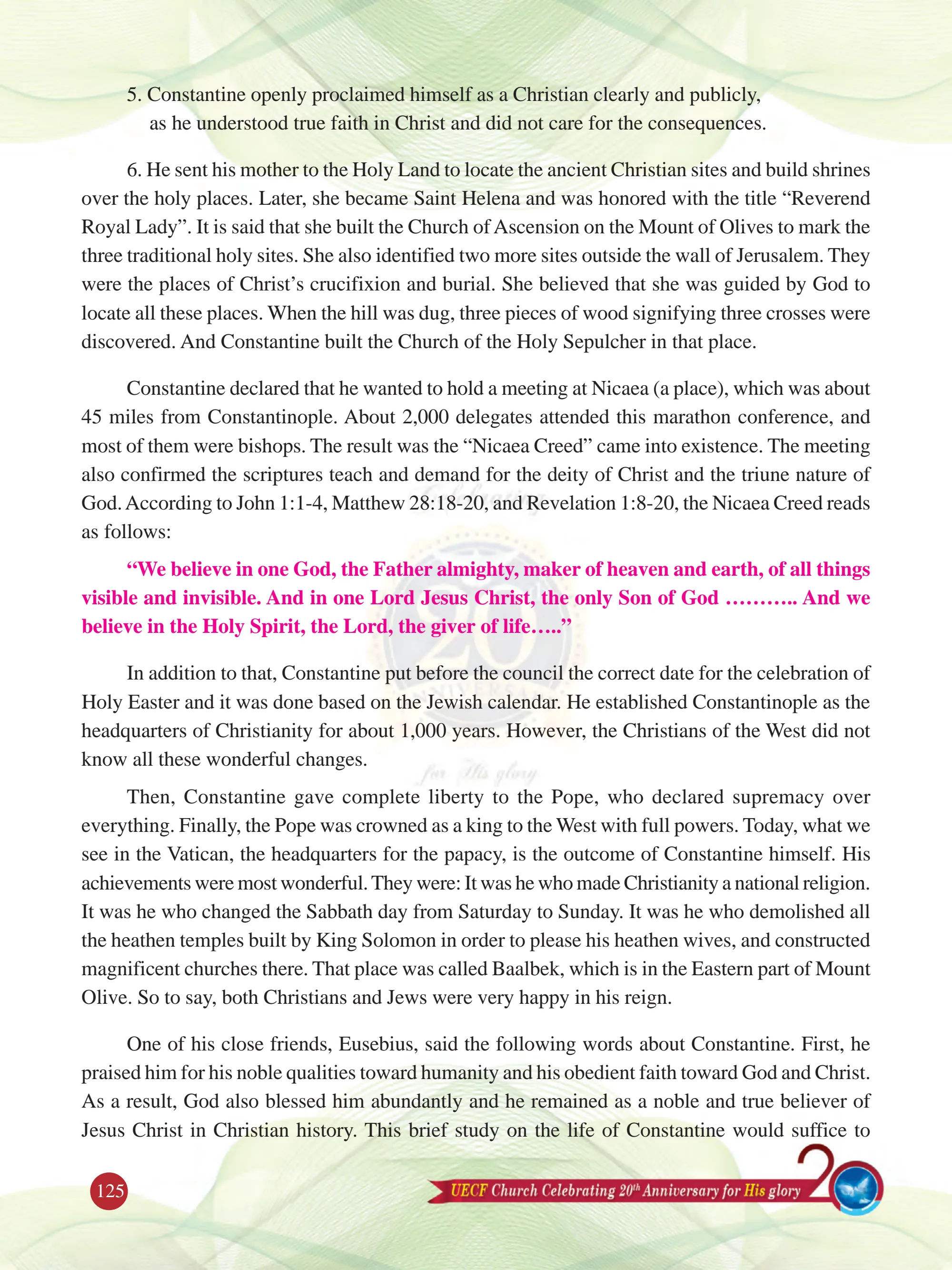 History of Emperor Constantine — original souvenir page 125