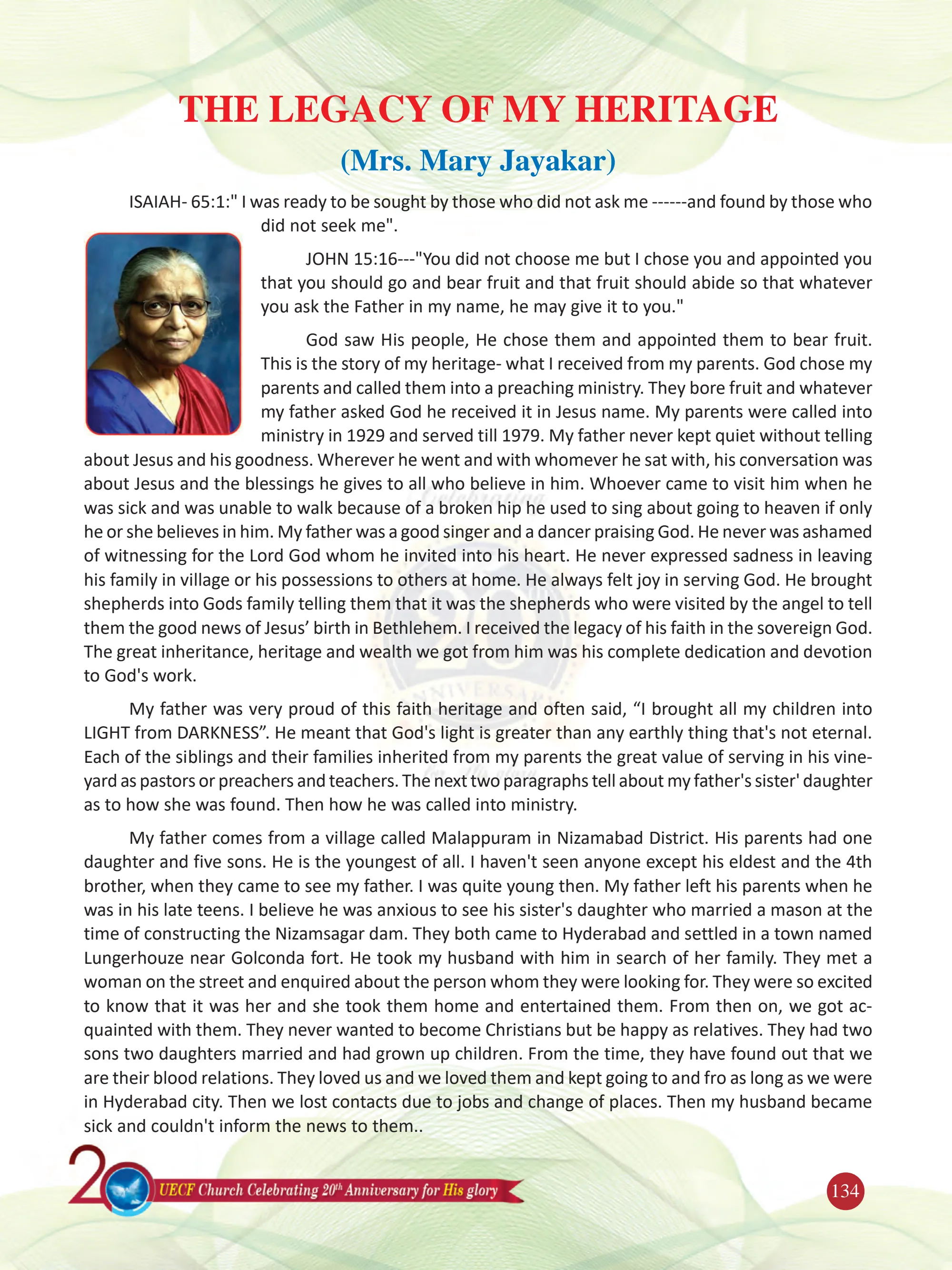 The Legacy of My Heritage — original souvenir page 134