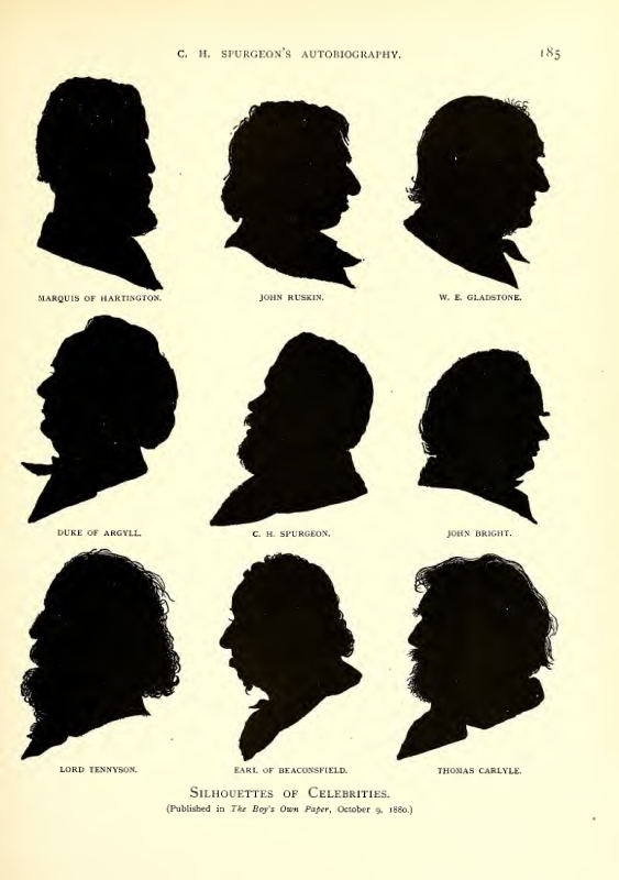 i« LORD TENNYSON. EARL OF BEACONSFIELD. THOMAS CARLYLE. Silhouettes of Celebrities. (Published in The Boy's Own Paper, October g, 1880.)