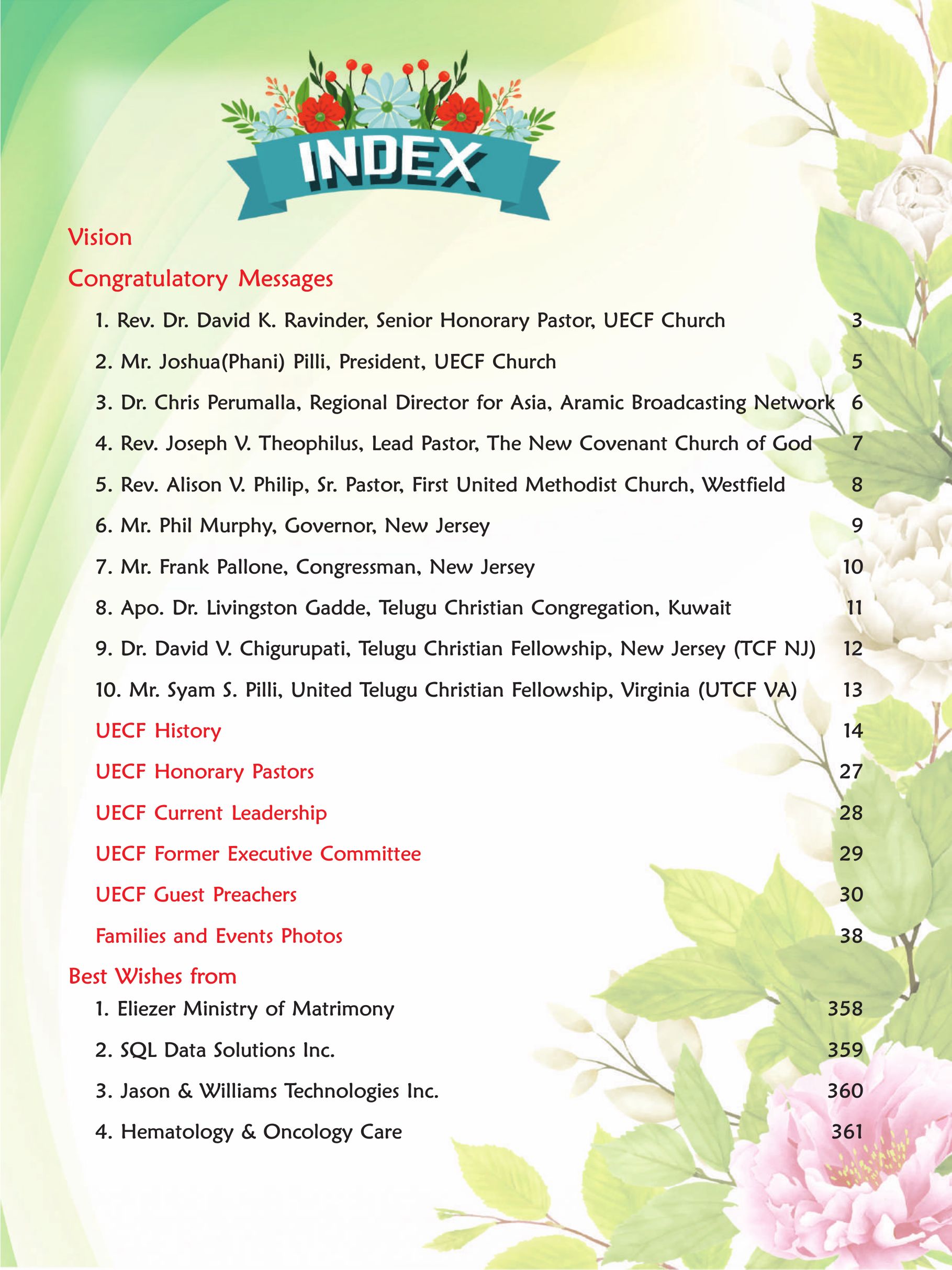 Page 1 of the UECF Silver Jubilee Souvenir