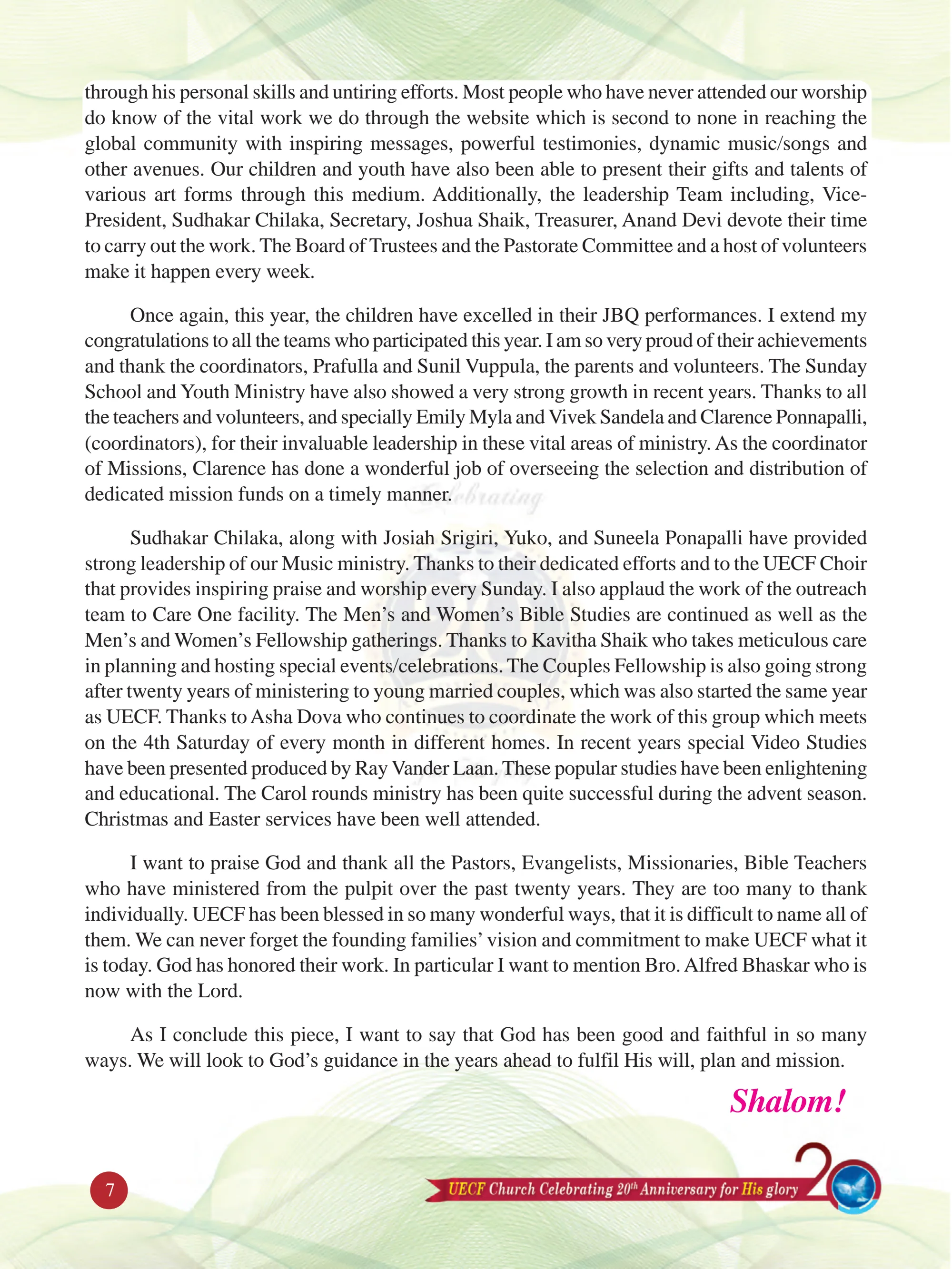 Rev. Dr. David K. Ravinder — original souvenir page 7