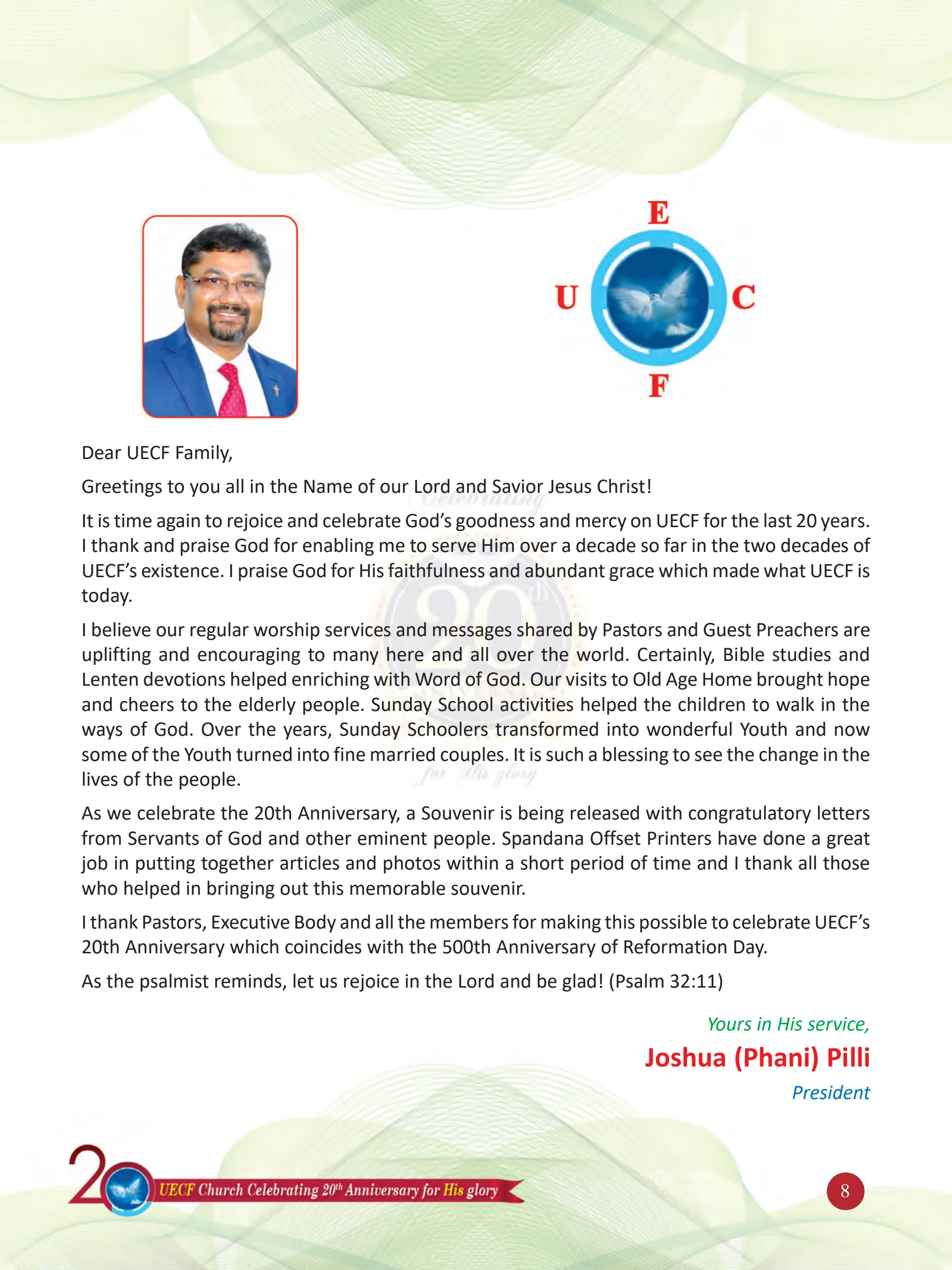 Mr. Joshua (Phani) Pilli — original souvenir page 8