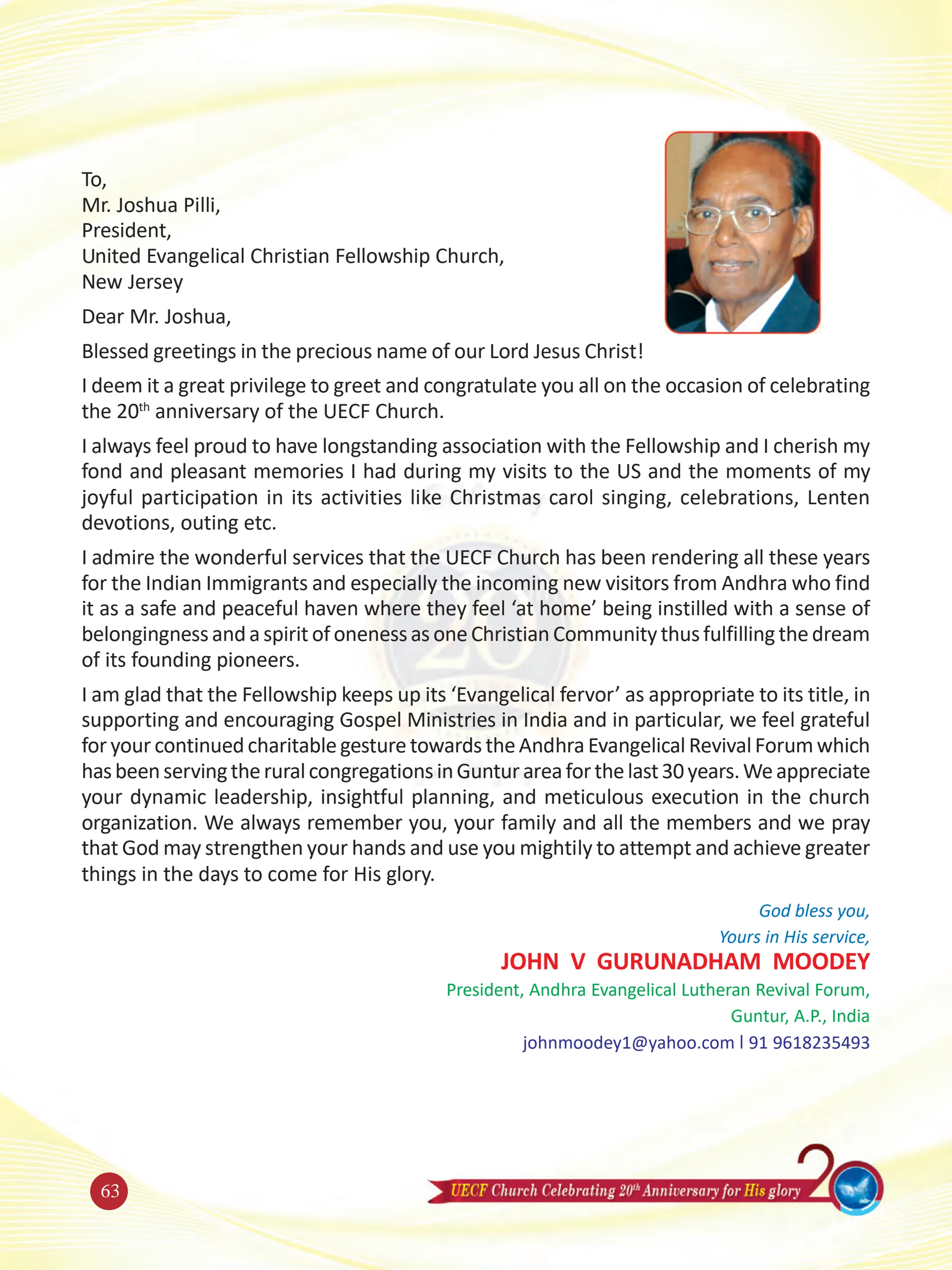 Dr. John Gurunadham Moodey — original souvenir page 63