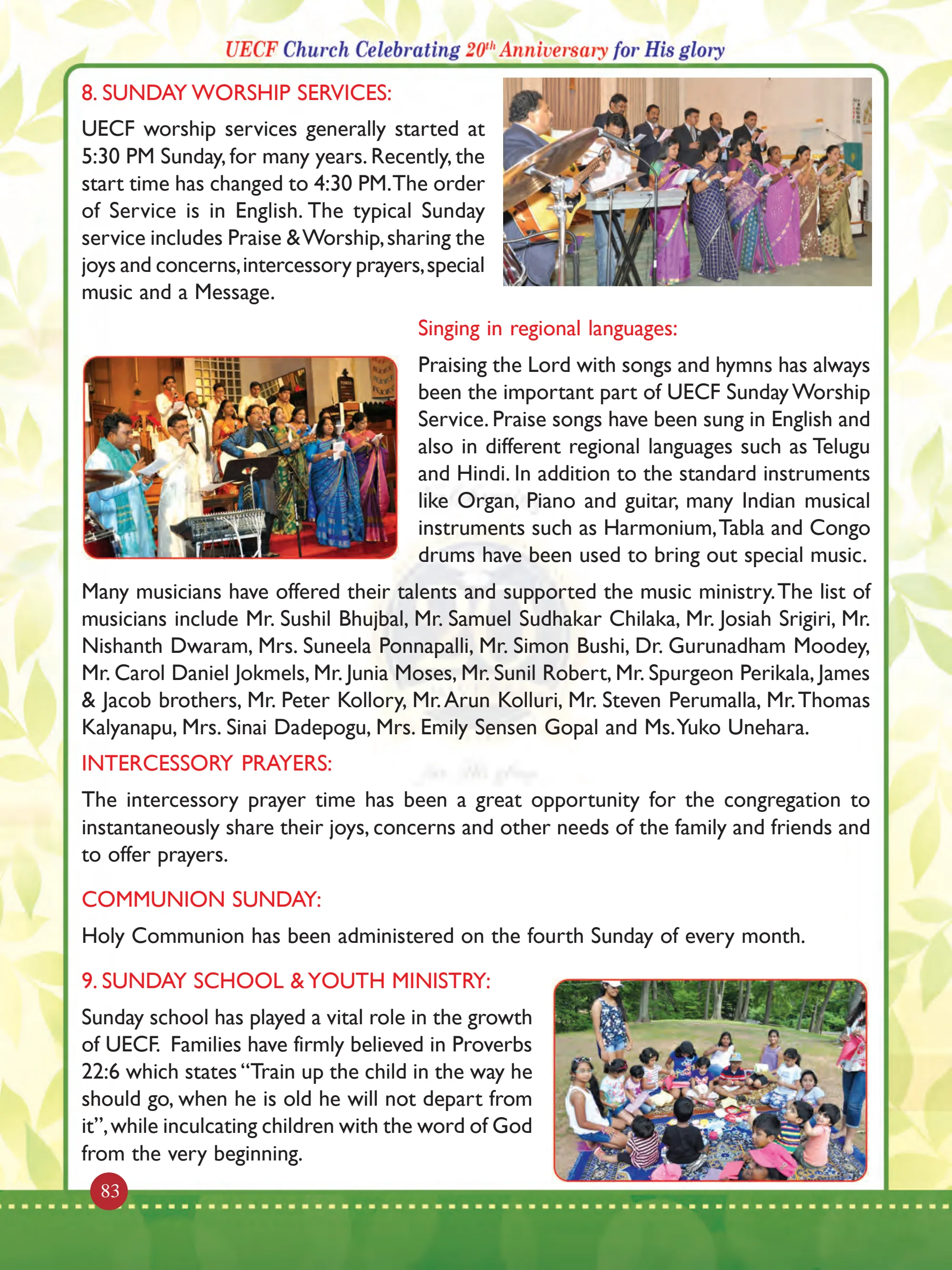 History of United Evangelical Christian Fellowship (UECF) — original souvenir page 83