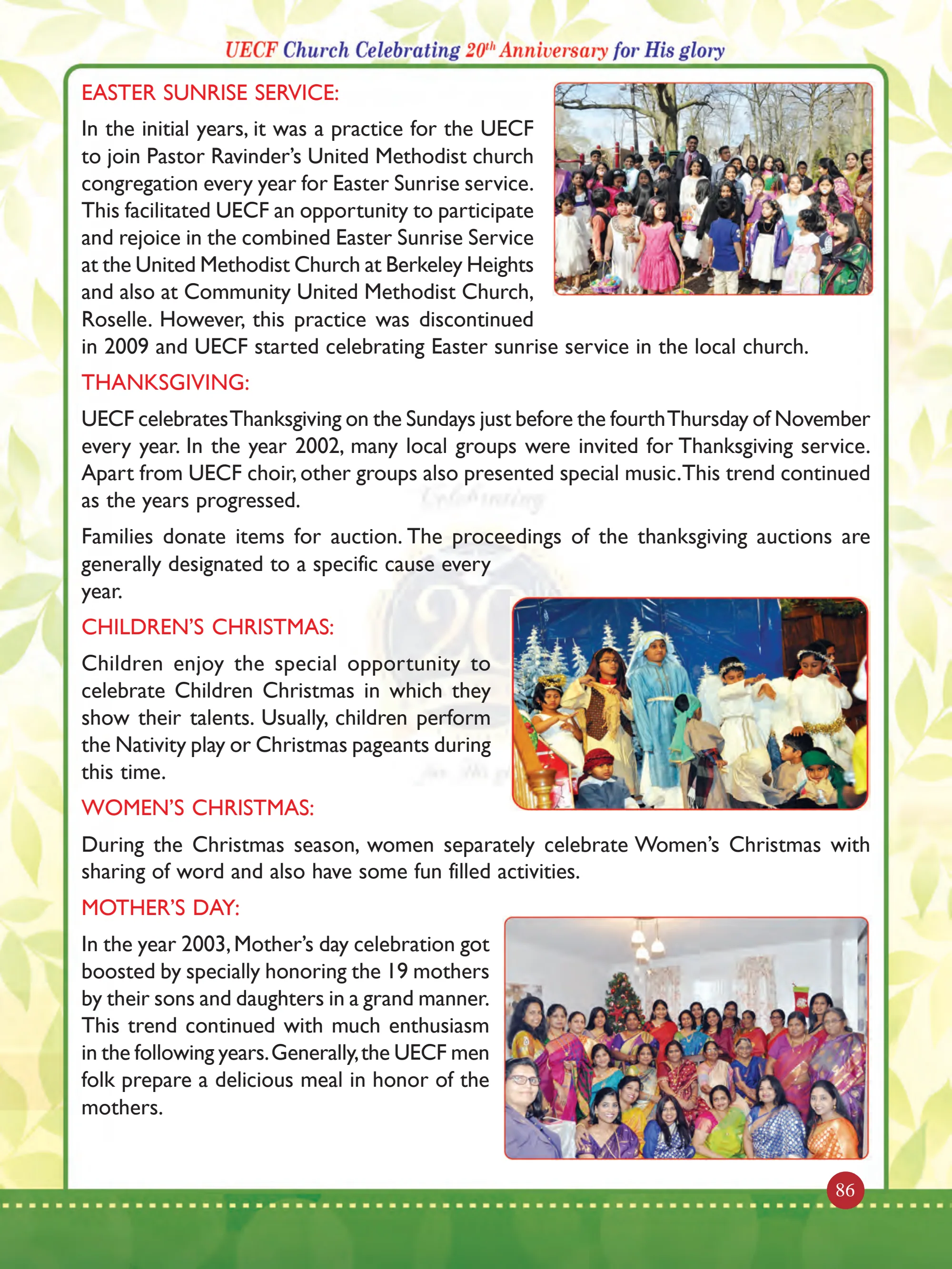 History of United Evangelical Christian Fellowship (UECF) — original souvenir page 86