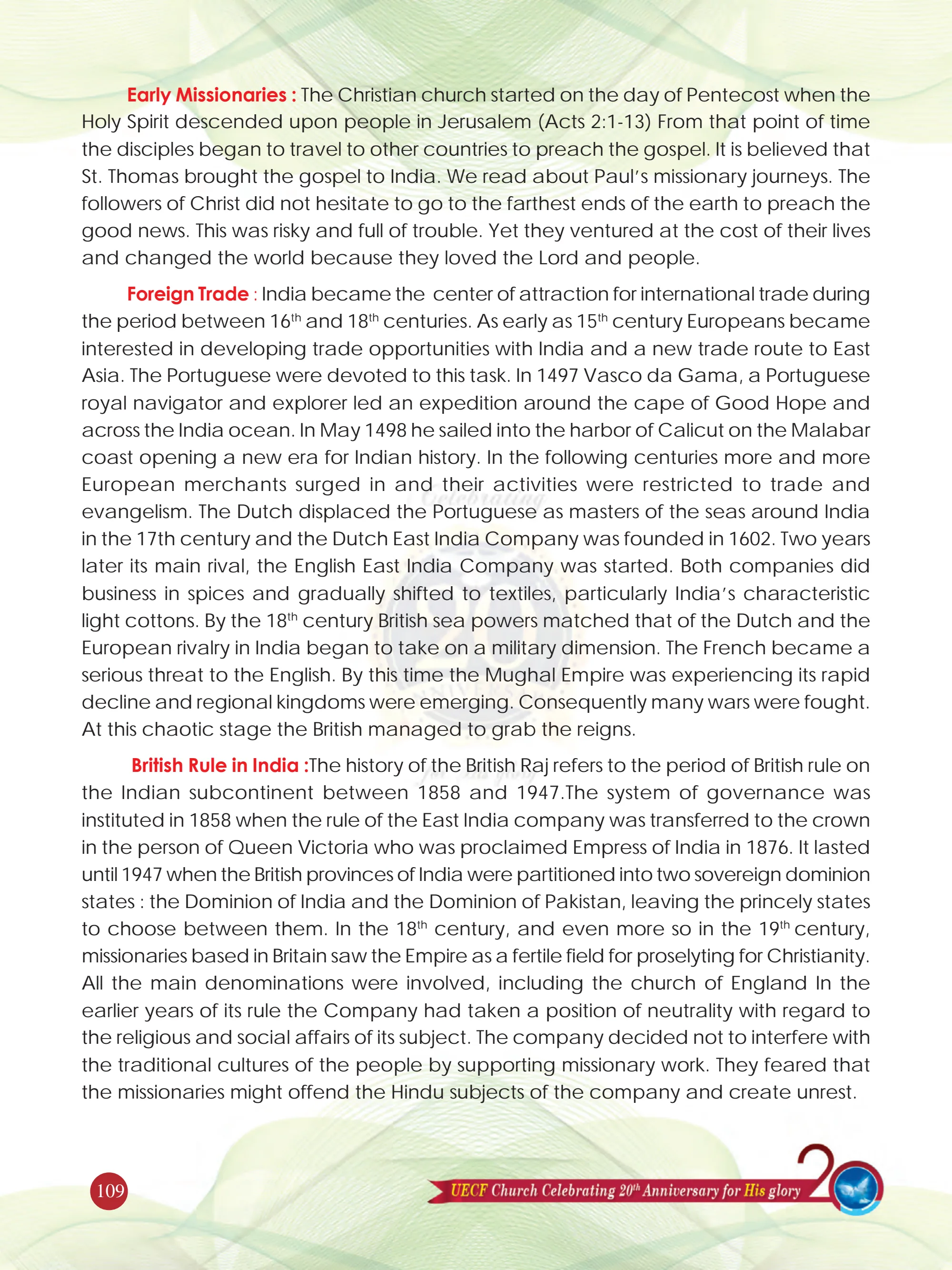 The Great Commission Under British Raj (1858–1947) — original souvenir page 109