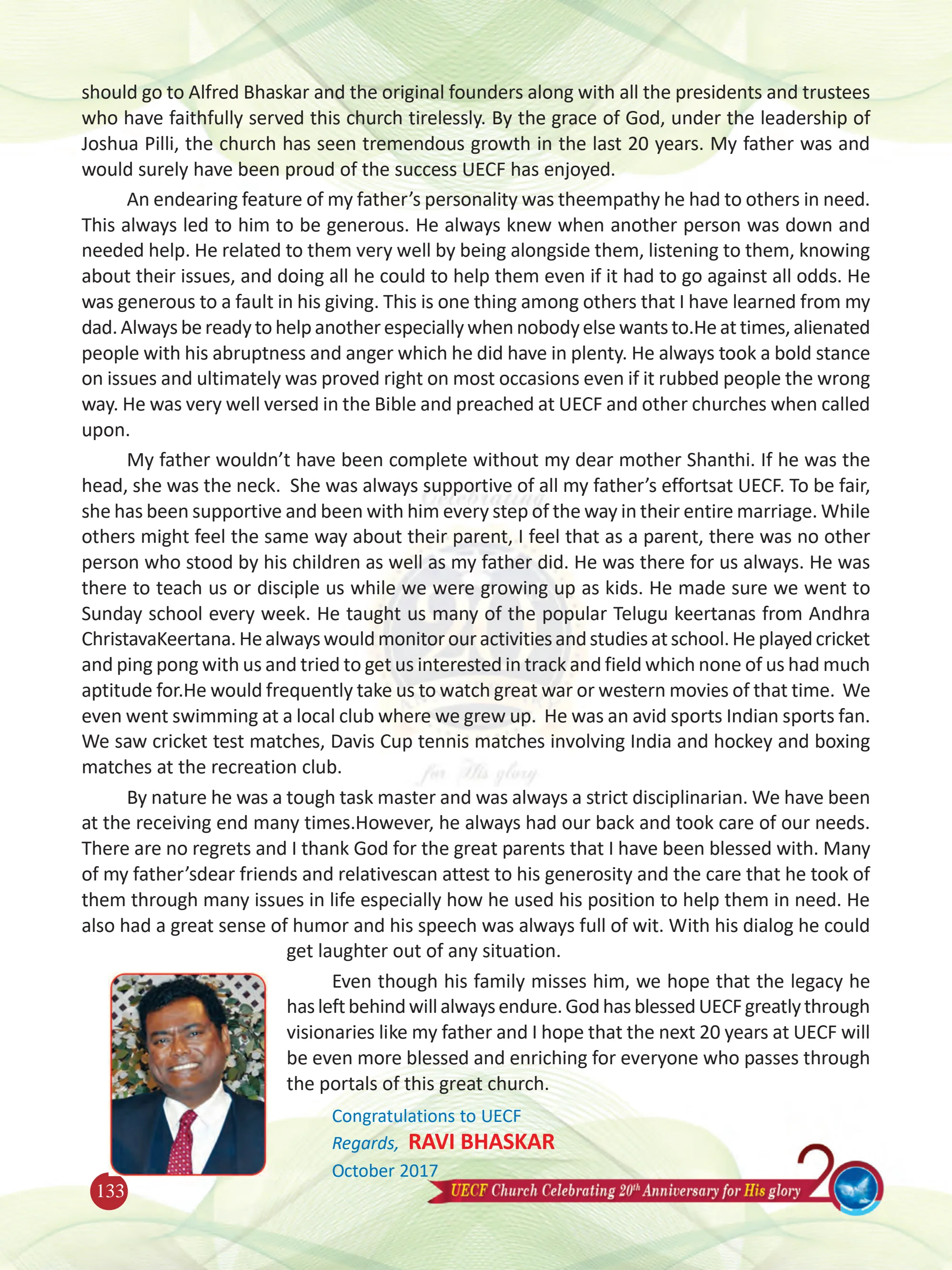 Mr. Alfred Bhaskar — When the Going Gets Tough, the Tough Get Going — original souvenir page 133